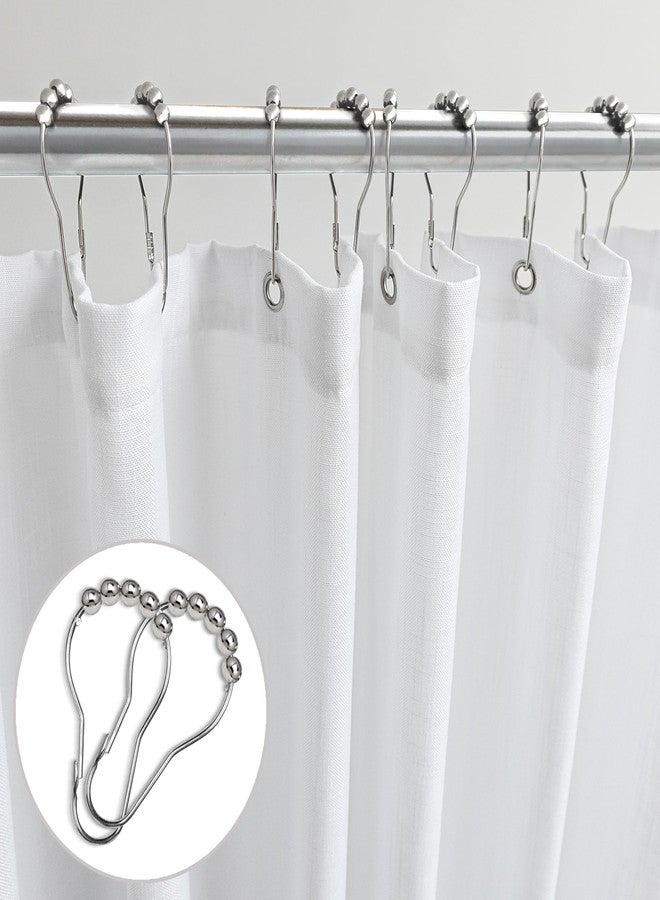 KOUFALL Textured Cloth Farmhouse Shower Curtain for Bathroom Small Stall 36x72 Inch Linen Fabric Half Narrow Waterproof RV Shower Curtains for Bathtub Ensuite Plain White - Image 4
